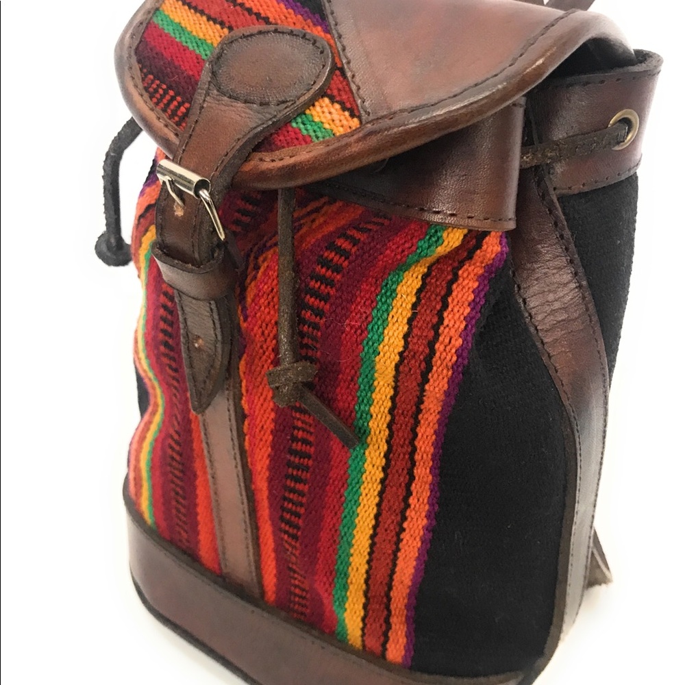 Mini Peruvian Wool and Leather Backpack. - Picture 5 of 6